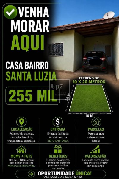 CASA A VENDA 3 DORMITÓRIOS NO BAIRRO SANTA LUZIA